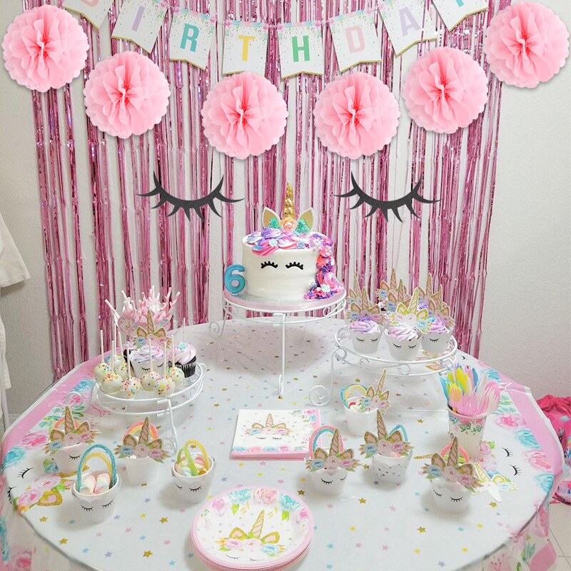 Unicorn Party Supplies Disposable Plates Tablecloth Cup Banner Cake Topper Kids First Birthday Decor Baby Shower Decorations Unicorn Party Supplies Disposable Plates Tablecloth Cup Banner Cake Topper Kids First Birthday Decor Baby Shower Decorations