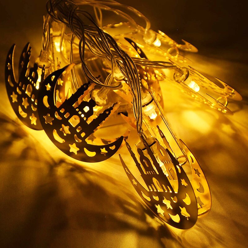 1.5m 10Leds Ramadan Decoration Moon Star Palace Led Light String Eid Mubarak Ornament Islamic Muslim Festival Party Home Decor