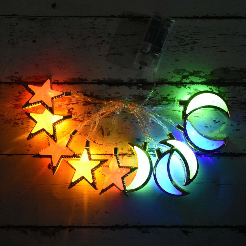 1.5m 10Leds Ramadan Decoration Moon Star Palace Led Light String Eid Mubarak Ornament Islamic Muslim Festival Party Home Decor