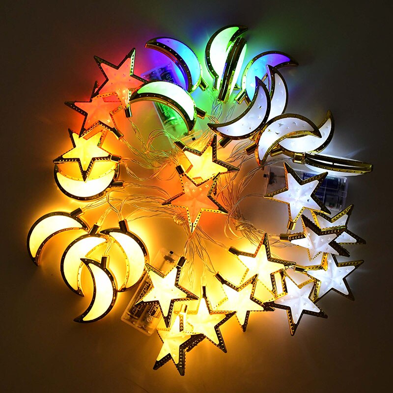 1.5m 10Leds Ramadan Decoration Moon Star Palace Led Light String Eid Mubarak Ornament Islamic Muslim Festival Party Home Decor