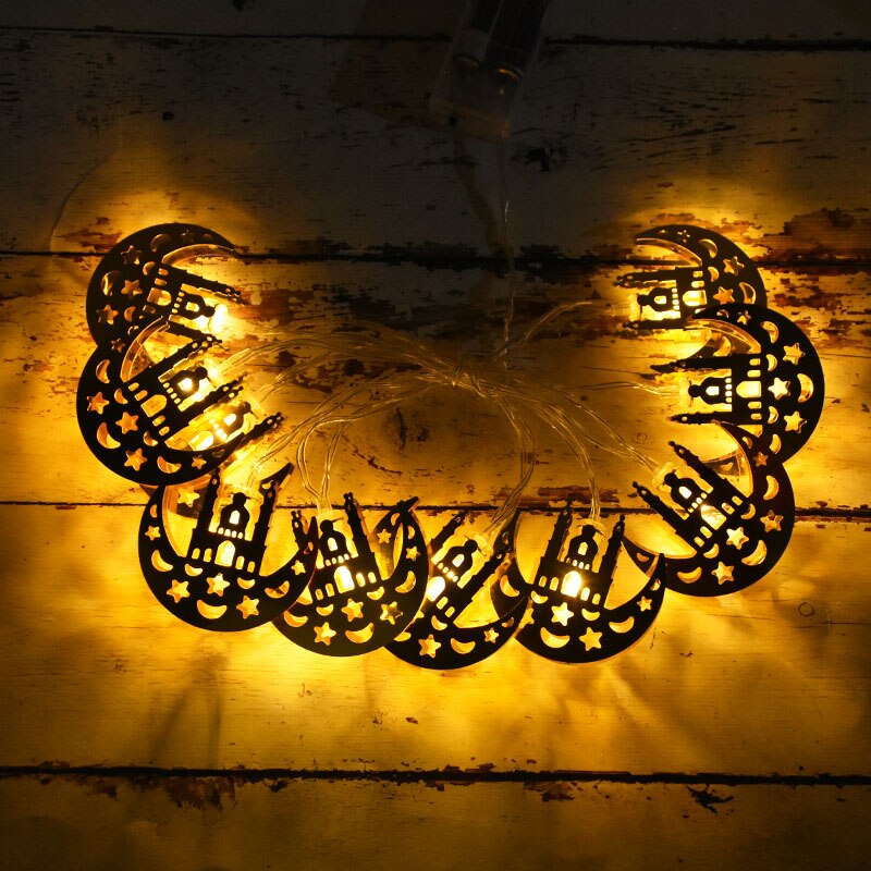1.5m 10Leds Ramadan Decoration Moon Star Palace Led Light String Eid Mubarak Ornament Islamic Muslim Festival Party Home Decor