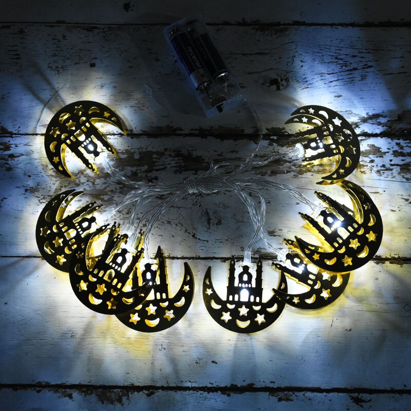 1.5m 10Leds Ramadan Decoration Moon Star Palace Led Light String Eid Mubarak Ornament Islamic Muslim Festival Party Home Decor