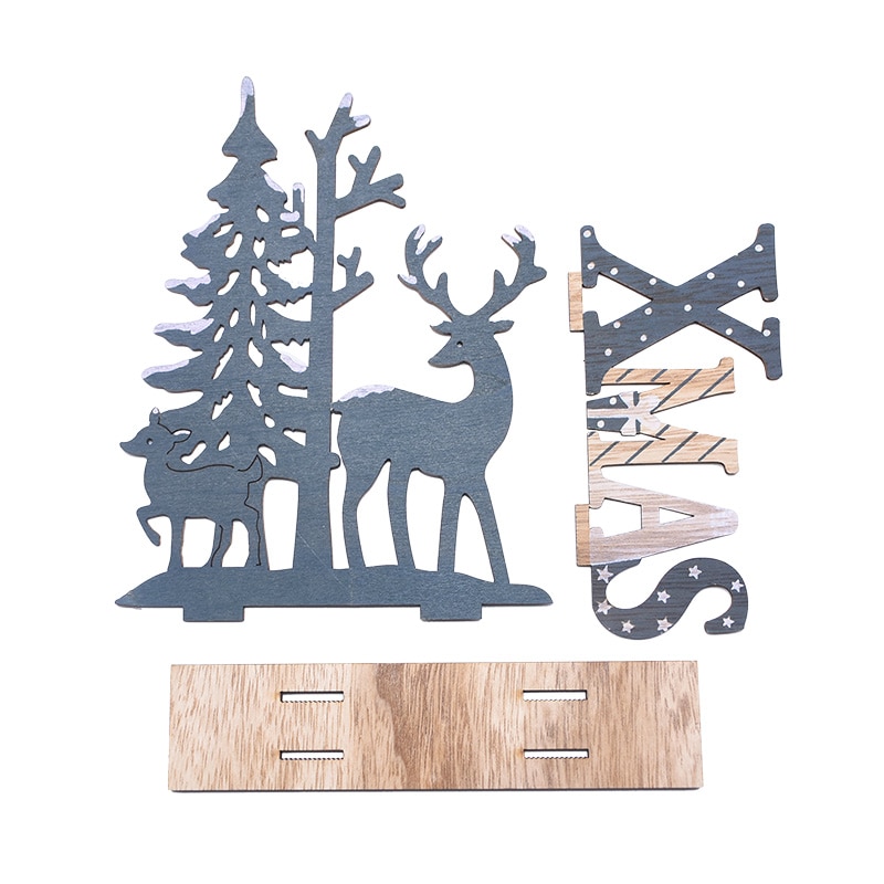 Wooden Reindeer Christmas Decoration DIY Wood Crafts Xmas Ornaments for Christmas Party Home Table Decorations New Year 2020