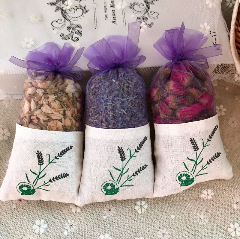 Natural Rose flowers Jasmine Lavender Bud Dried Flower Sachet bag Aromatherapy wardrobe desiccant sachet car room Air Refreshing