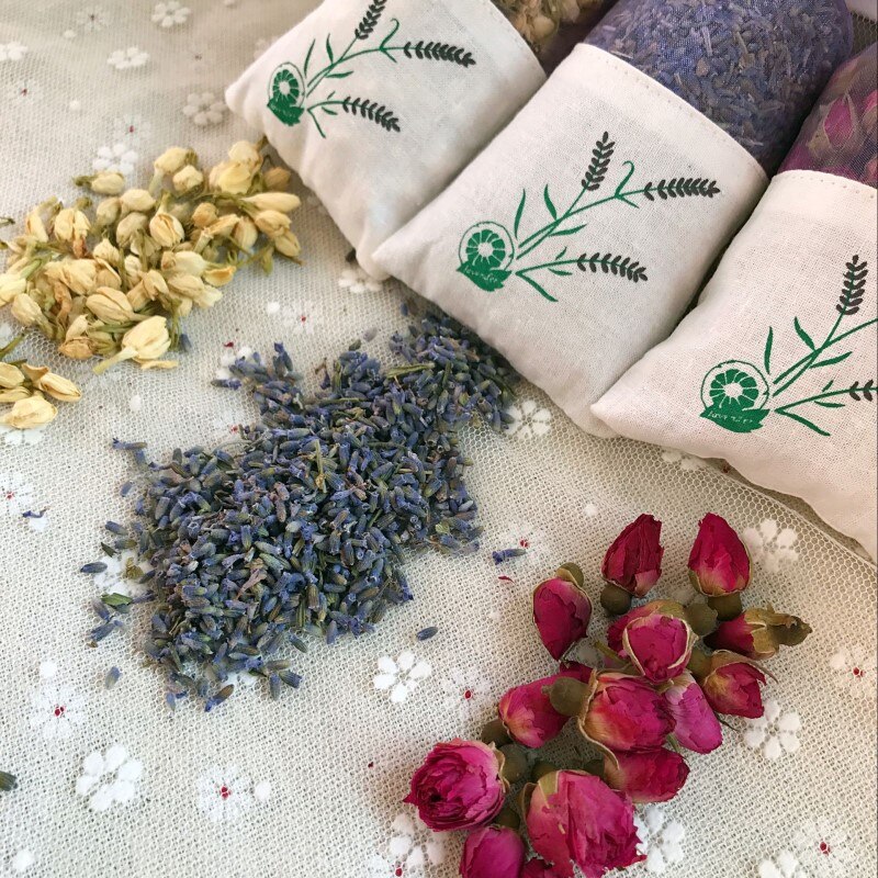 Natural Rose flowers Jasmine Lavender Bud Dried Flower Sachet bag Aromatherapy wardrobe desiccant sachet car room Air Refreshing