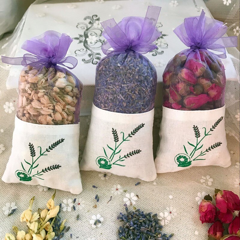 Natural Rose flowers Jasmine Lavender Bud Dried Flower Sachet bag Aromatherapy wardrobe desiccant sachet car room Air Refreshing