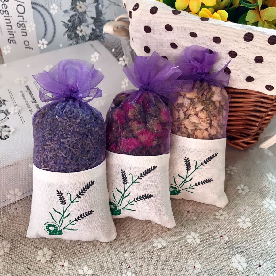 Natural Rose flowers Jasmine Lavender Bud Dried Flower Sachet bag Aromatherapy wardrobe desiccant sachet car room Air Refreshing