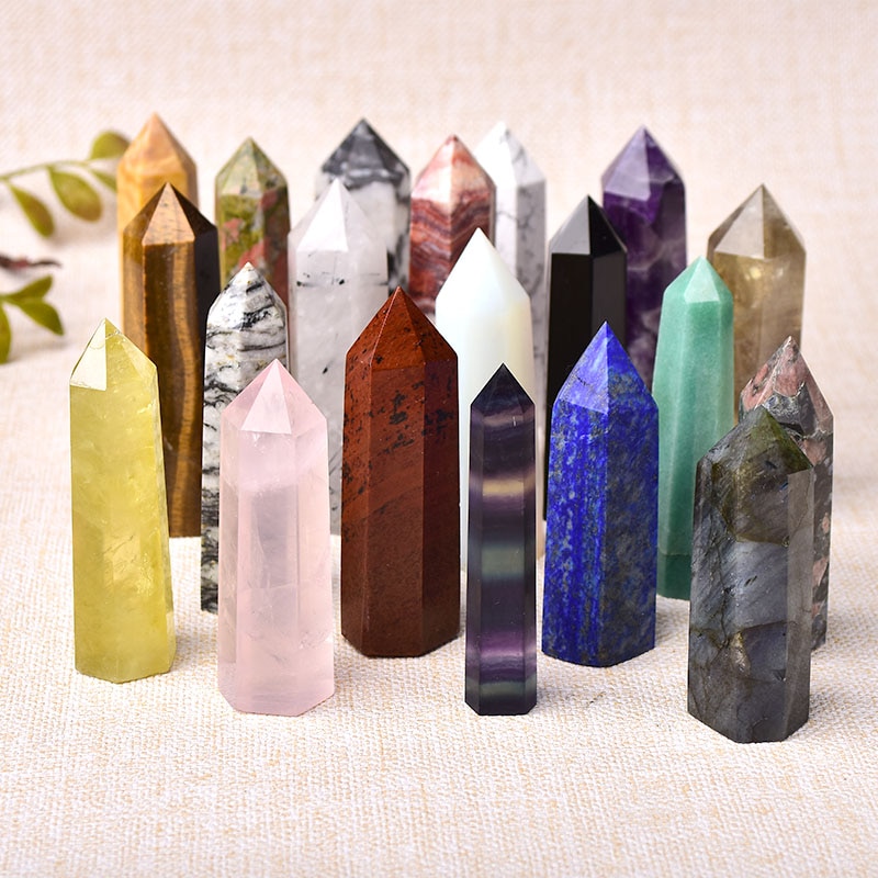 30 Color Natural Stones Crystal Point Wand Amethyst Rose Quartz Healing Stone Energy Ore Mineral Crafts Home Decoration 1PC