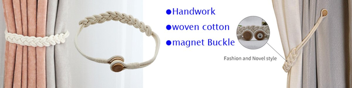 BELAVENIR 1Pc Magnetic Curtain Tieback High Quality Holder Hook Buckle Clip Curtain Tieback Polyester Decorative Home Accessorie