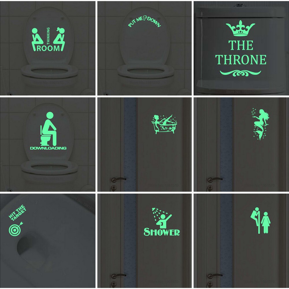 Bathroom Wall Stickers Toilet Home Decoration Removable Wall Decals for Toilet Sticker Decorative Paste Home Decor Glow in Dark