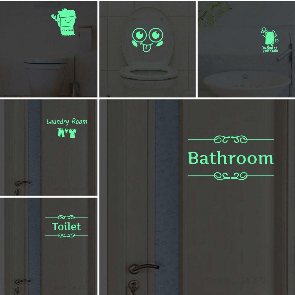 Bathroom Wall Stickers Toilet Home Decoration Removable Wall Decals for Toilet Sticker Decorative Paste Home Decor Glow in Dark