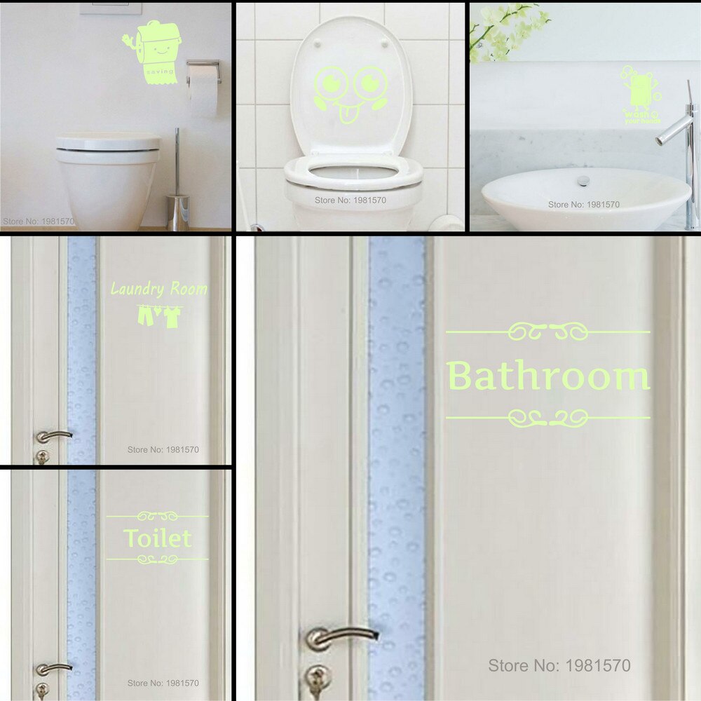 Bathroom Wall Stickers Toilet Home Decoration Removable Wall Decals for Toilet Sticker Decorative Paste Home Decor Glow in Dark