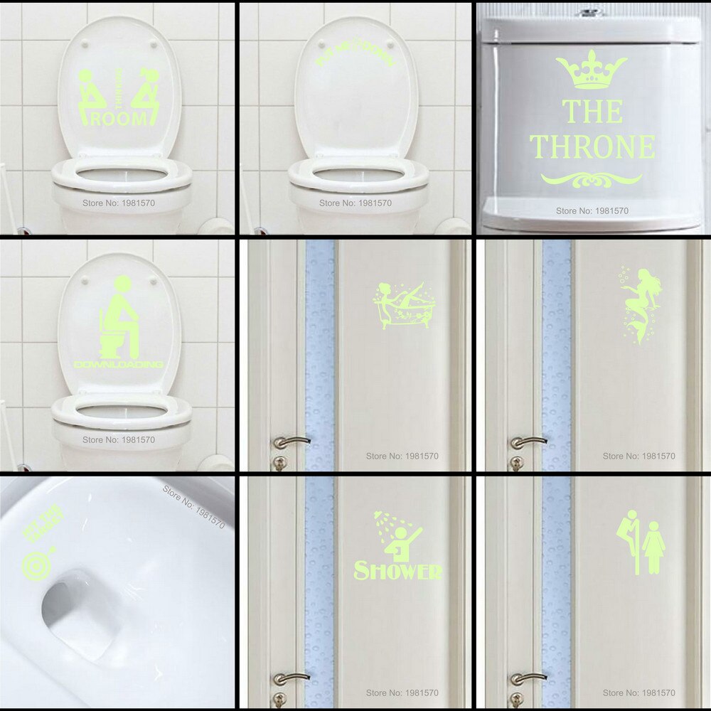 Bathroom Wall Stickers Toilet Home Decoration Removable Wall Decals for Toilet Sticker Decorative Paste Home Decor Glow in Dark