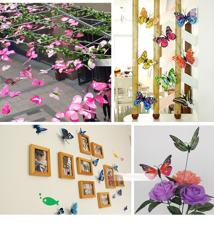 12Pcs Mixed color Double layer Butterfly 3D Wall Sticker for wedding decoration Magnet Butterflies Fridge stickers Home decor 12Pcs Mixed color Double layer Butterfly 3D Wall Sticker for wedding decoration Magnet Butterflies Fridge stickers Home decor