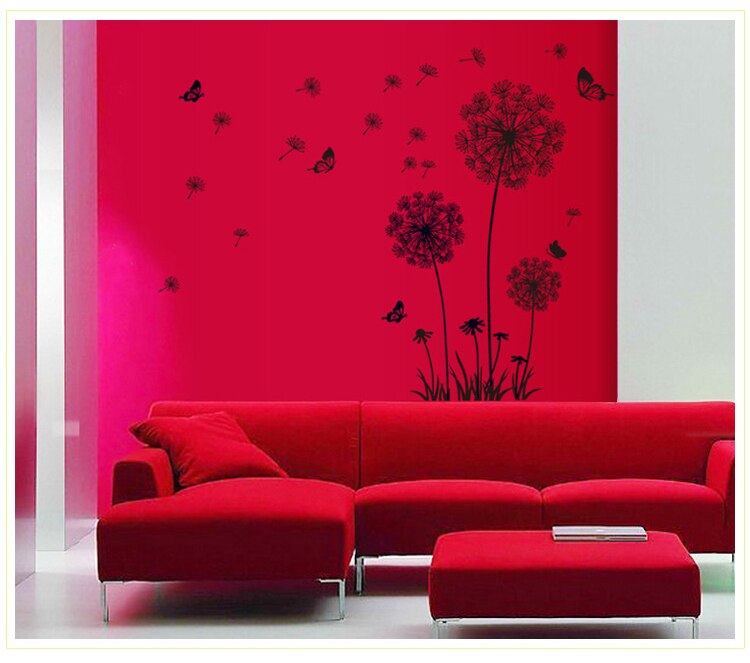 Black Dandelion Wall Sticker butterflies on the wall Living room Bedroom window decoration Mural Art Decals home decor stickers Black Dandelion Wall Sticker butterflies on the wall Living room Bedroom window decoration Mural Art Decals home decor stickers