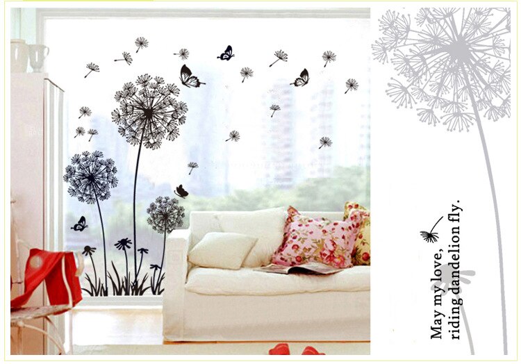 Black Dandelion Wall Sticker butterflies on the wall Living room Bedroom window decoration Mural Art Decals home decor stickers Black Dandelion Wall Sticker butterflies on the wall Living room Bedroom window decoration Mural Art Decals home decor stickers