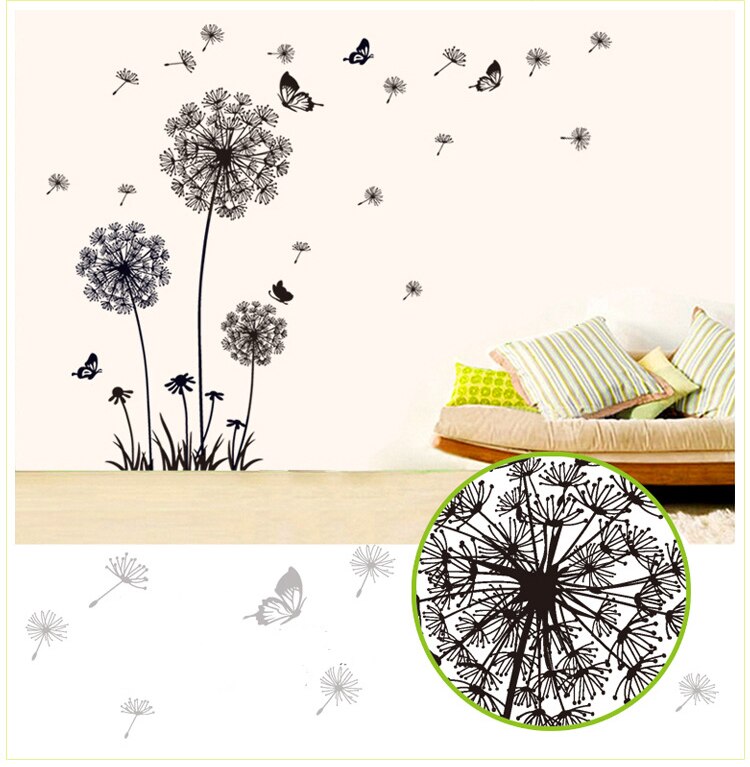 Black Dandelion Wall Sticker butterflies on the wall Living room Bedroom window decoration Mural Art Decals home decor stickers Black Dandelion Wall Sticker butterflies on the wall Living room Bedroom window decoration Mural Art Decals home decor stickers
