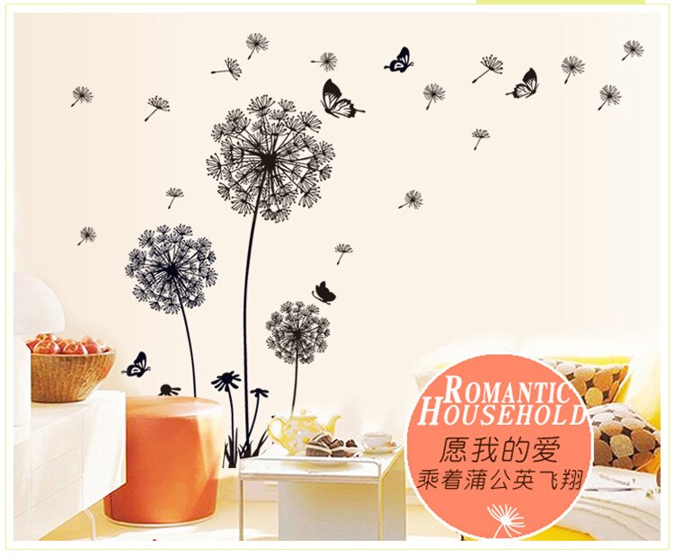 Black Dandelion Wall Sticker butterflies on the wall Living room Bedroom window decoration Mural Art Decals home decor stickers Black Dandelion Wall Sticker butterflies on the wall Living room Bedroom window decoration Mural Art Decals home decor stickers