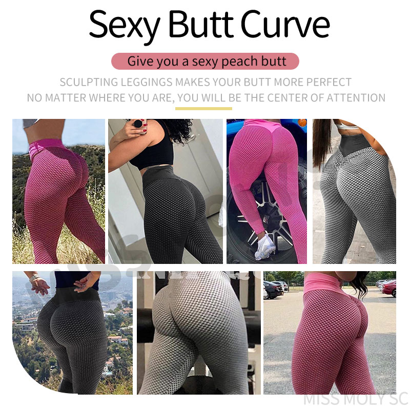 Women High Waist tiktok Leggings Fitness Legging Butt Lift Seamless ...