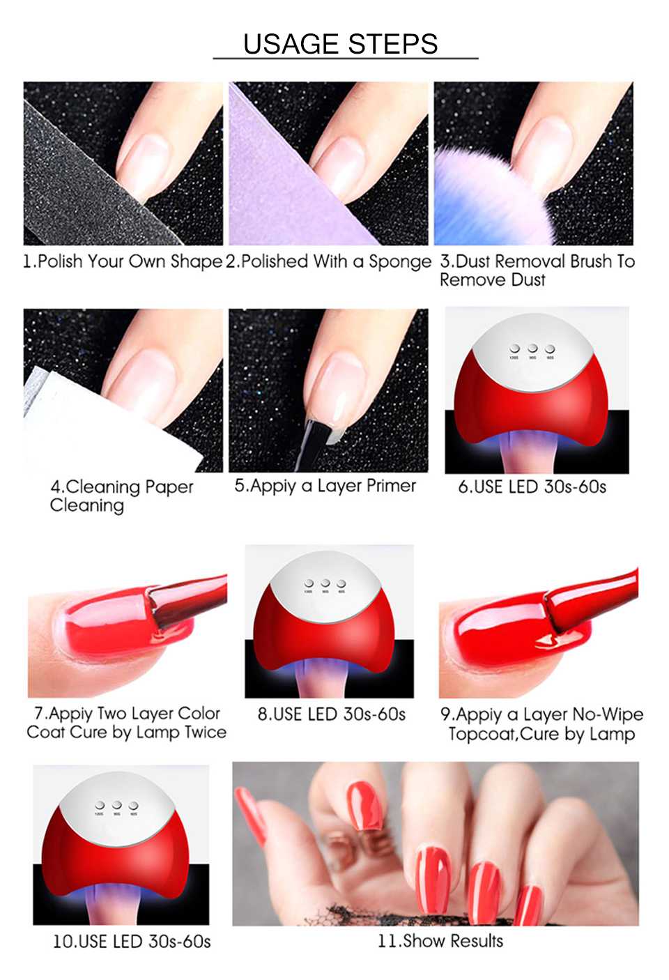 Limegirl Gel Polish Set All For Manicure Semi Permanent Vernis Top Coat UV LED Gel Varnish Soak Off Nail Art Gel Nail Polish