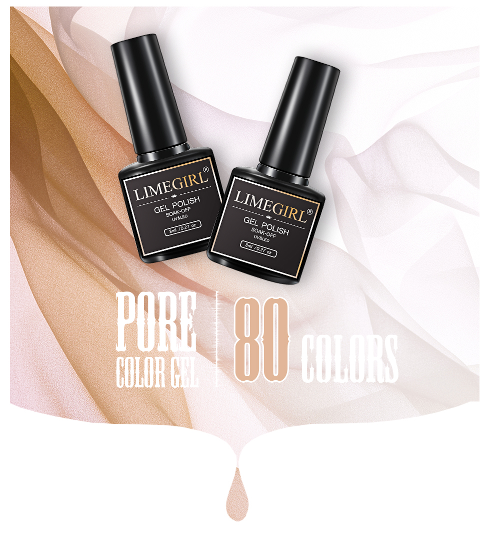 Limegirl Gel Polish Set All For Manicure Semi Permanent Vernis Top Coat UV LED Gel Varnish Soak Off Nail Art Gel Nail Polish