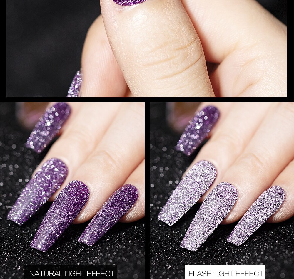 7.3ML UV Gel Nail Polish 24 Colors Sparkle Diamond Glitter Gel Lacquers Bright Long Lasting Varnish Nail Art Tool Top Base Coat