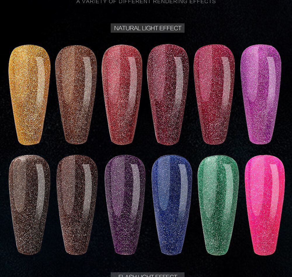 7.3ML UV Gel Nail Polish 24 Colors Sparkle Diamond Glitter Gel Lacquers Bright Long Lasting Varnish Nail Art Tool Top Base Coat