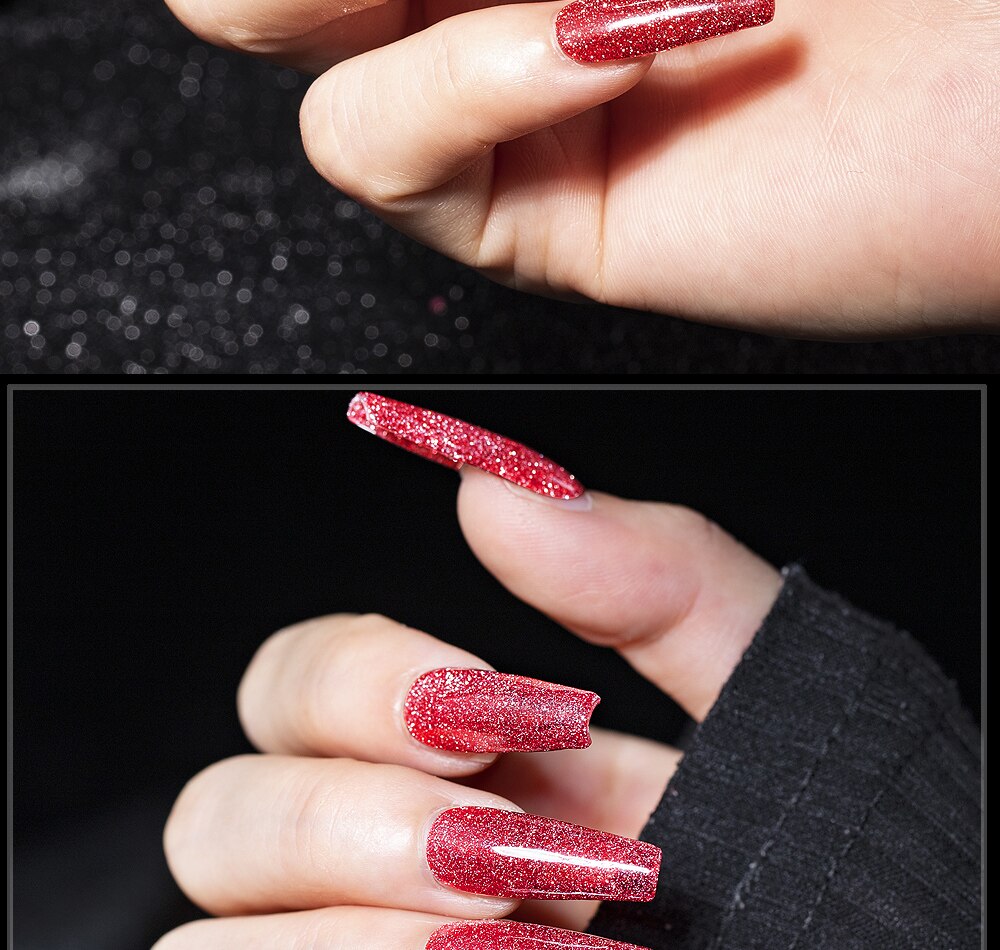 7.3ML UV Gel Nail Polish 24 Colors Sparkle Diamond Glitter Gel Lacquers Bright Long Lasting Varnish Nail Art Tool Top Base Coat