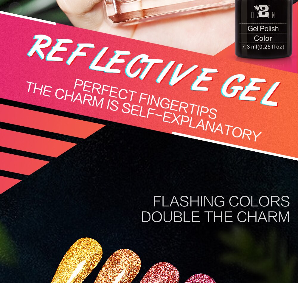 7.3ML UV Gel Nail Polish 24 Colors Sparkle Diamond Glitter Gel Lacquers Bright Long Lasting Varnish Nail Art Tool Top Base Coat