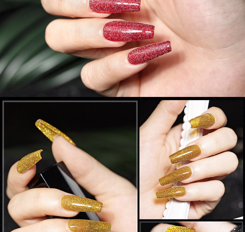 7.3ML UV Gel Nail Polish 24 Colors Sparkle Diamond Glitter Gel Lacquers Bright Long Lasting Varnish Nail Art Tool Top Base Coat