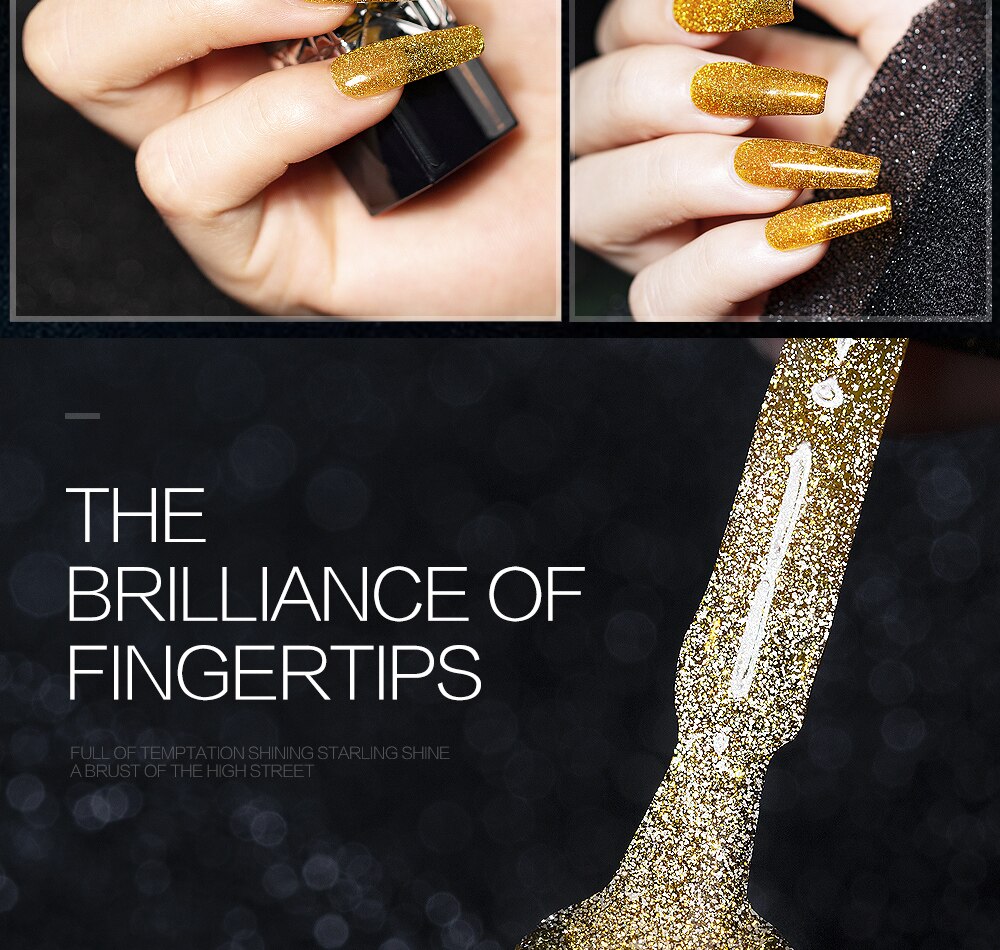 7.3ML UV Gel Nail Polish 24 Colors Sparkle Diamond Glitter Gel Lacquers Bright Long Lasting Varnish Nail Art Tool Top Base Coat