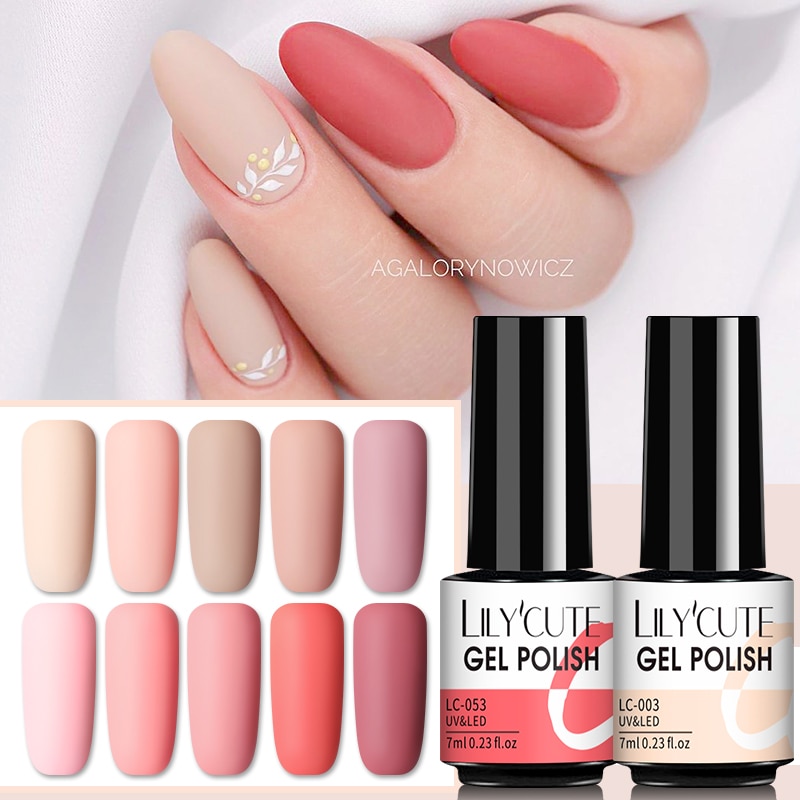 LILYCUTE 7ml UV Nail Gel Polish Autumn Winter Color Semi Permanent Matte Top Coat Needed Soak Off UV LED Nail Art Gel Varnish