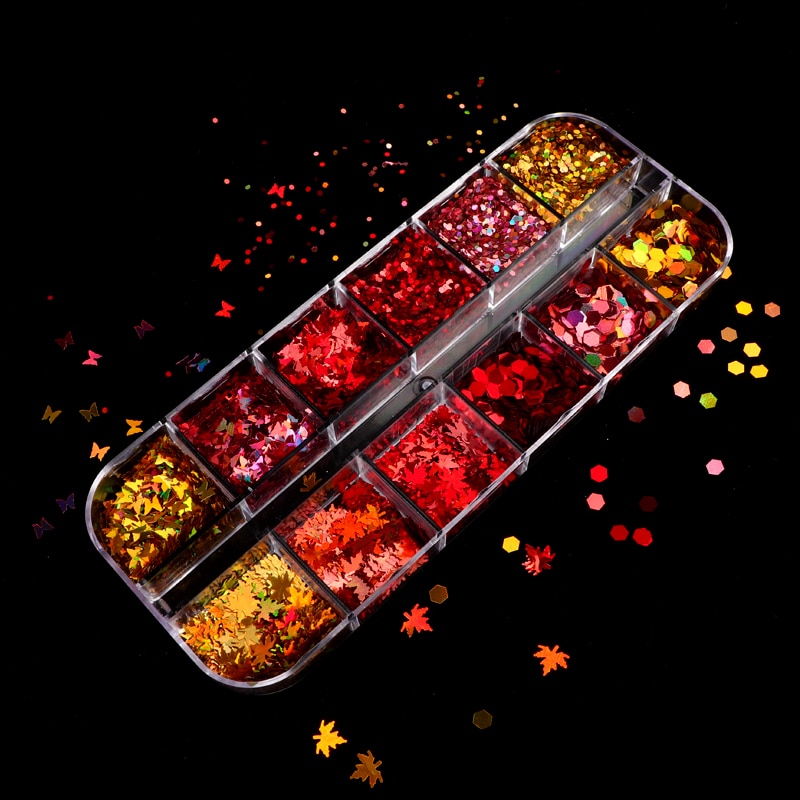 Fluorescence Butterfly Heart Fruits Various Shapes Nail Art Glitter Flakes 3D colourful Sequins Polish Manicure Nail Decoration