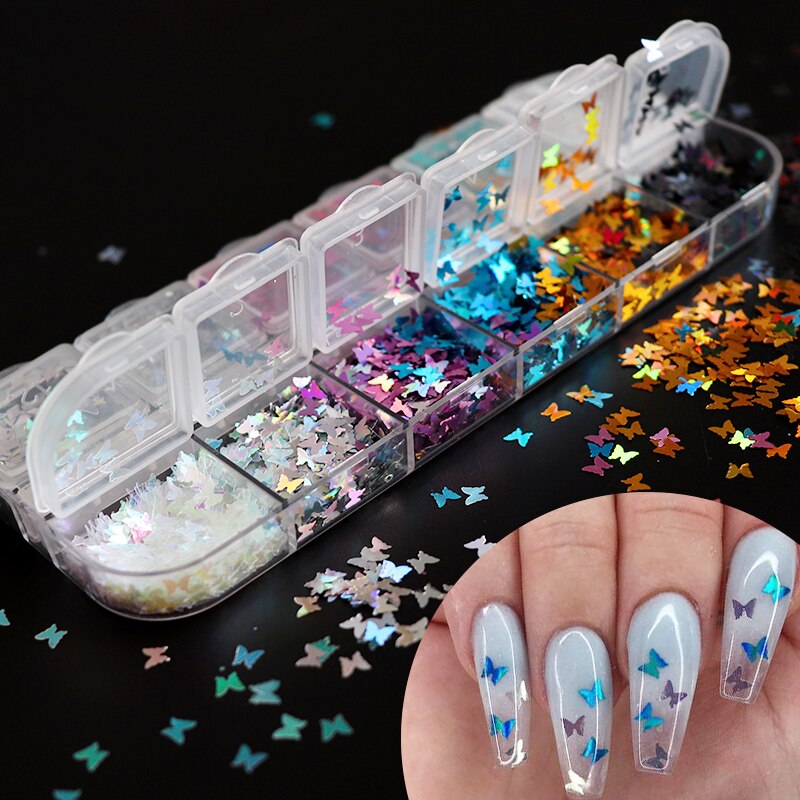 Fluorescence Butterfly Heart Fruits Various Shapes Nail Art Glitter Flakes 3D colourful Sequins Polish Manicure Nail Decoration