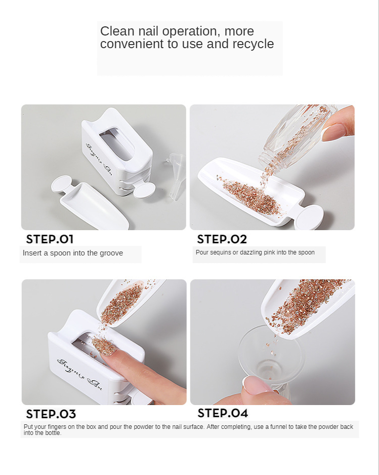 White ABS Double Layer French Powder Box Recycled Nail Powder Storage Box Portable Infiltration Powder Container Nail Tool D302