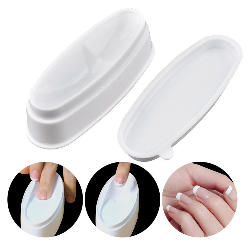 White ABS Double Layer French Powder Box Recycled Nail Powder Storage Box Portable Infiltration Powder Container Nail Tool D302