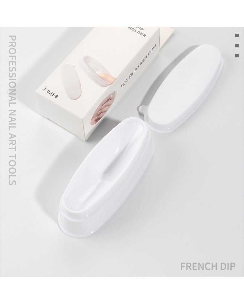 White ABS Double Layer French Powder Box Recycled Nail Powder Storage Box Portable Infiltration Powder Container Nail Tool D302
