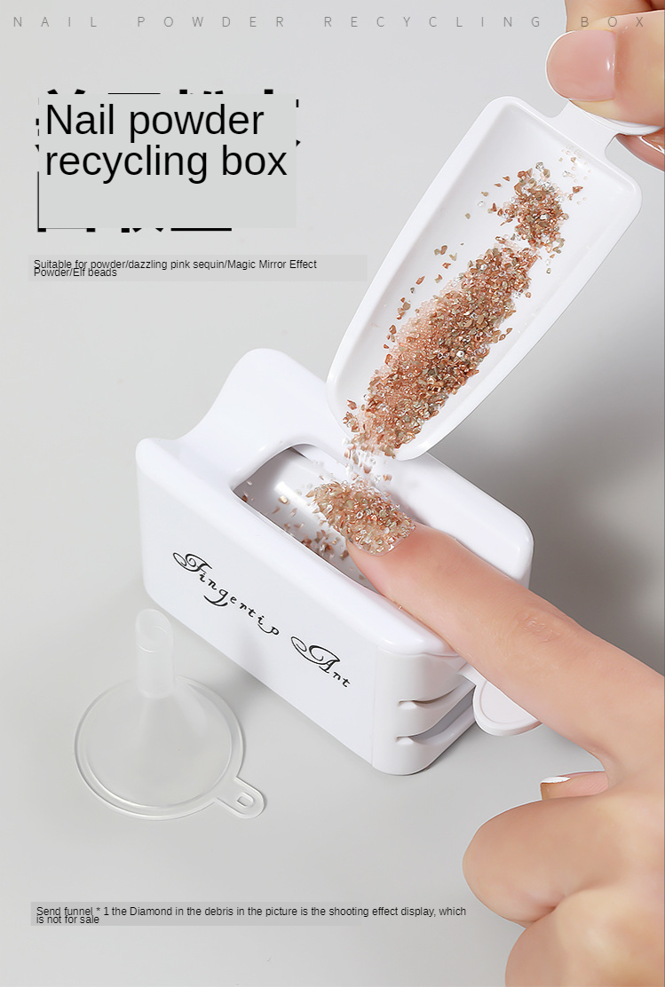 White ABS Double Layer French Powder Box Recycled Nail Powder Storage Box Portable Infiltration Powder Container Nail Tool D302