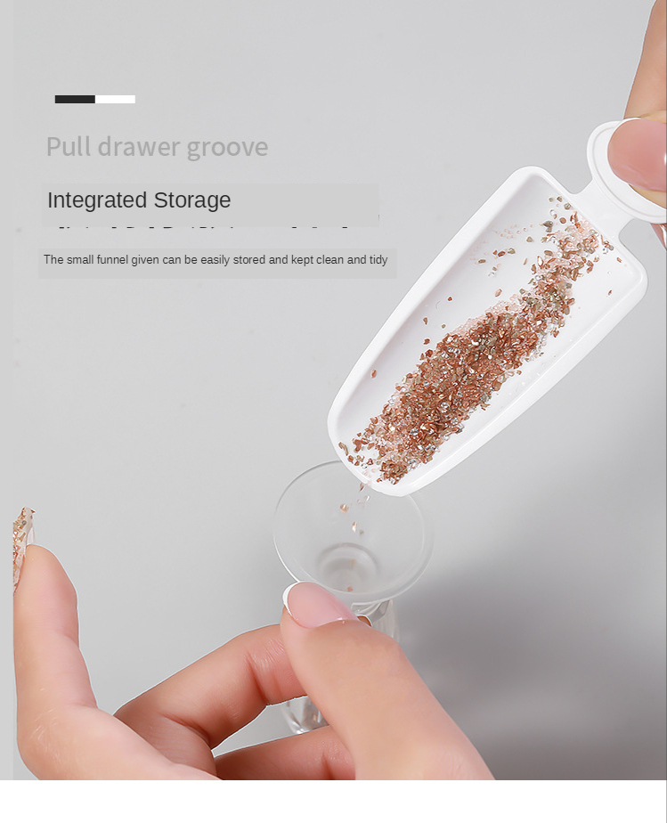 White ABS Double Layer French Powder Box Recycled Nail Powder Storage Box Portable Infiltration Powder Container Nail Tool D302