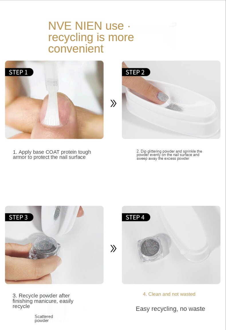 White ABS Double Layer French Powder Box Recycled Nail Powder Storage Box Portable Infiltration Powder Container Nail Tool D302