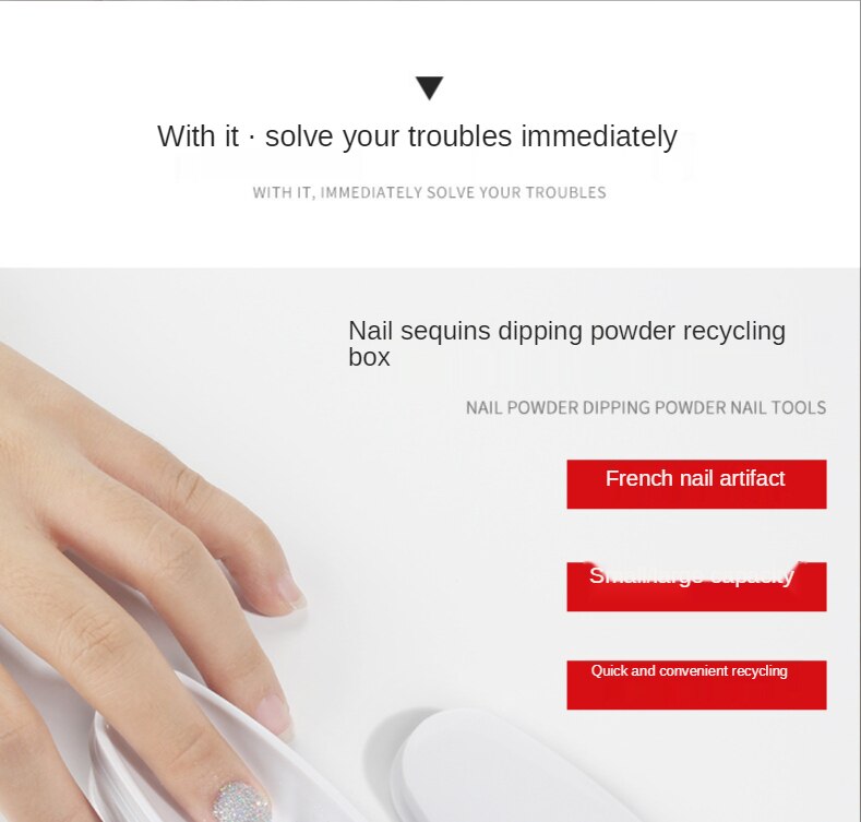 White ABS Double Layer French Powder Box Recycled Nail Powder Storage Box Portable Infiltration Powder Container Nail Tool D302