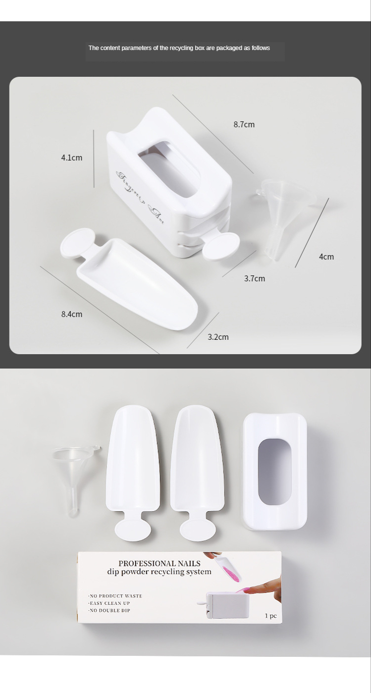 White ABS Double Layer French Powder Box Recycled Nail Powder Storage Box Portable Infiltration Powder Container Nail Tool D302
