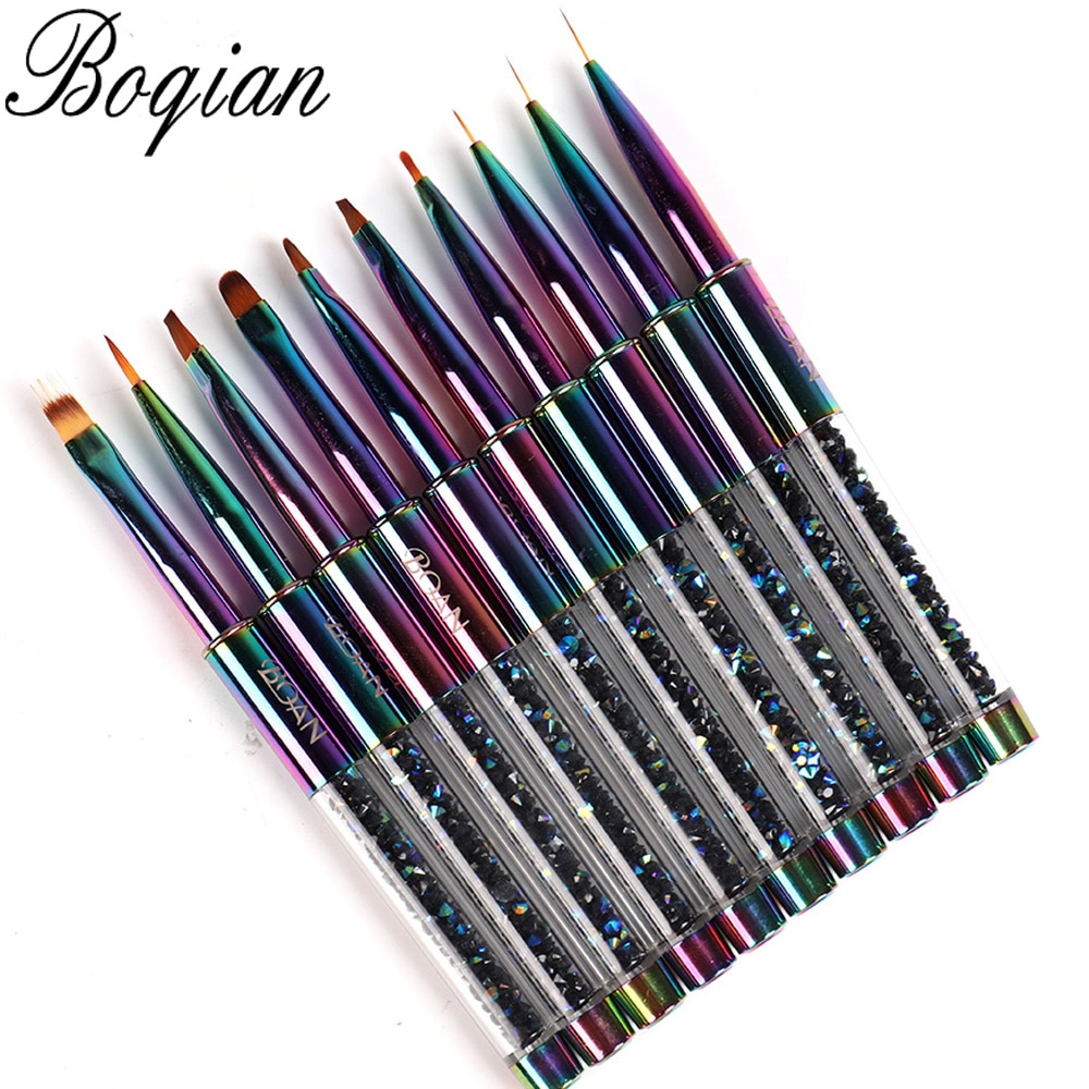 BQAN Rainbow Nail Brush Gel Brush For Manicure Acrylic UV Gel Extension Pen For Nail Polish Painting Drawing Brush Paint Tools