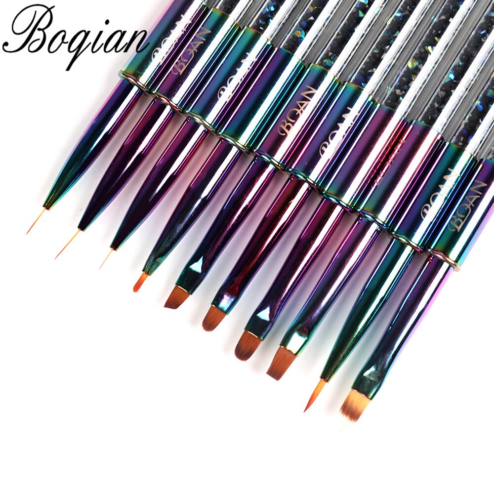 BQAN Rainbow Nail Brush Gel Brush For Manicure Acrylic UV Gel Extension Pen For Nail Polish Painting Drawing Brush Paint Tools
