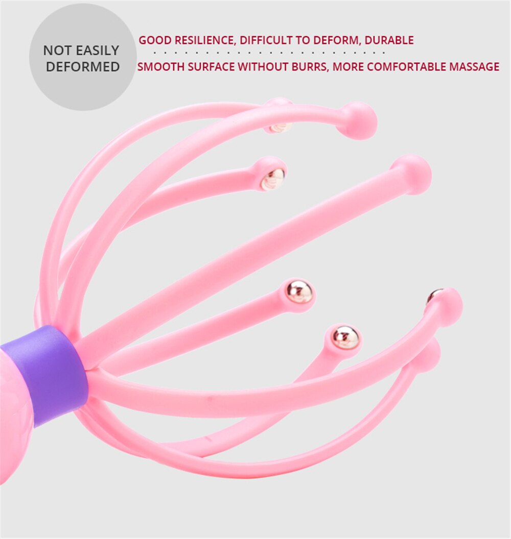 Head Scalp Massager Comb Neck Massage Roller Octopus Claws Magnetic Ball Relax SPA Hair Care for Hair Growth Stress Relief Rest