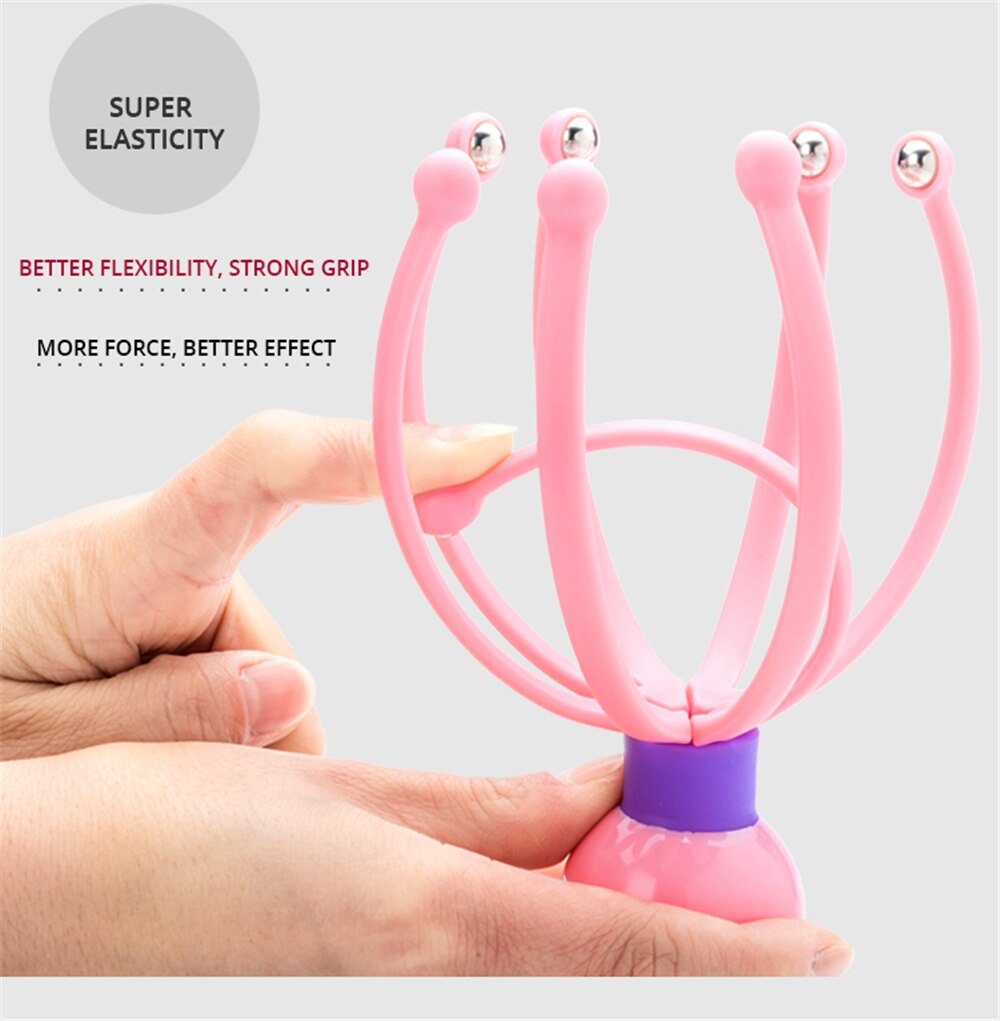 Head Scalp Massager Comb Neck Massage Roller Octopus Claws Magnetic Ball Relax SPA Hair Care for Hair Growth Stress Relief Rest