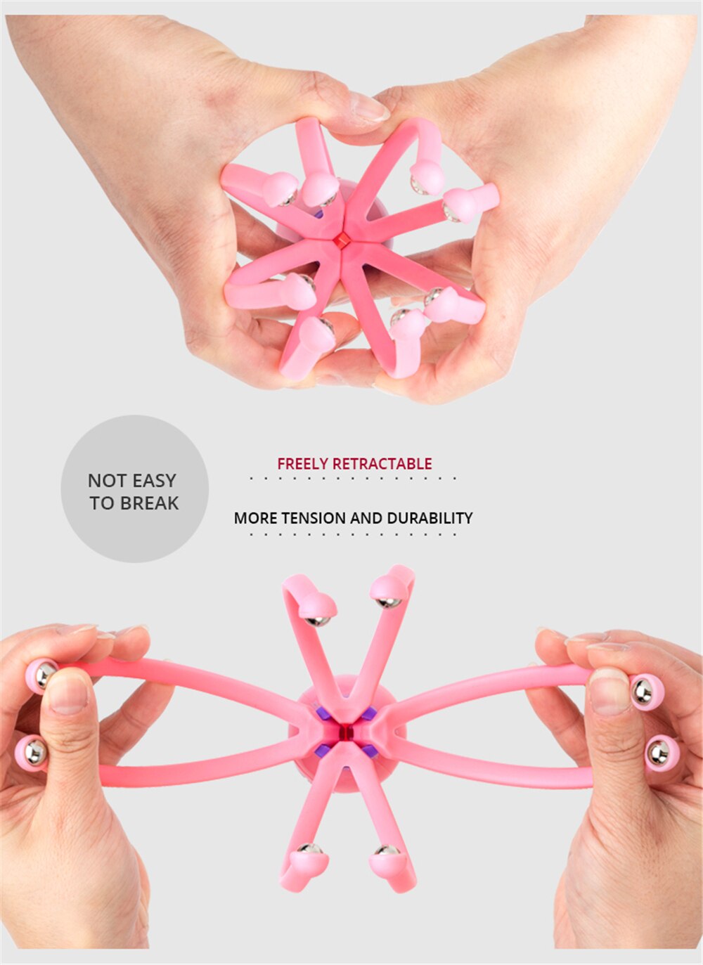 Head Scalp Massager Comb Neck Massage Roller Octopus Claws Magnetic Ball Relax SPA Hair Care for Hair Growth Stress Relief Rest