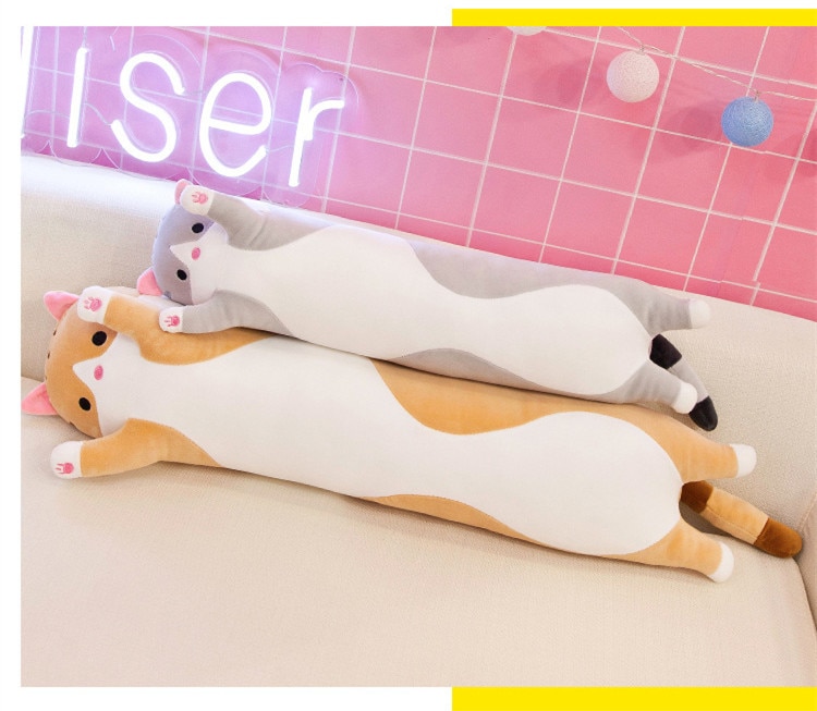 130cm Cute Soft Long Cat Pillow Plush Toys Stuffed Pause Office Nap Pillow Bed Sleep Pillow Home Decor Gift Doll for Kids Girl