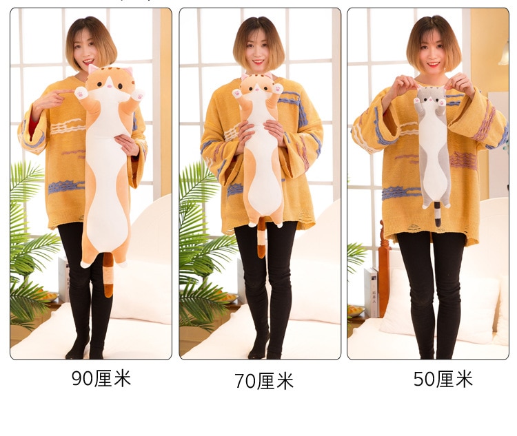 130cm Cute Soft Long Cat Pillow Plush Toys Stuffed Pause Office Nap Pillow Bed Sleep Pillow Home Decor Gift Doll for Kids Girl