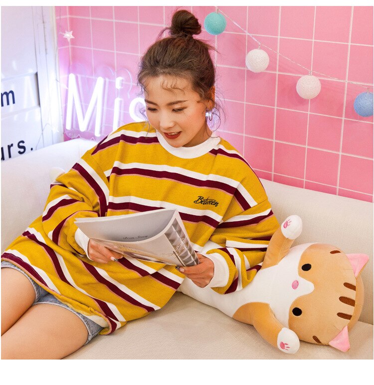 130cm Cute Soft Long Cat Pillow Plush Toys Stuffed Pause Office Nap Pillow Bed Sleep Pillow Home Decor Gift Doll for Kids Girl